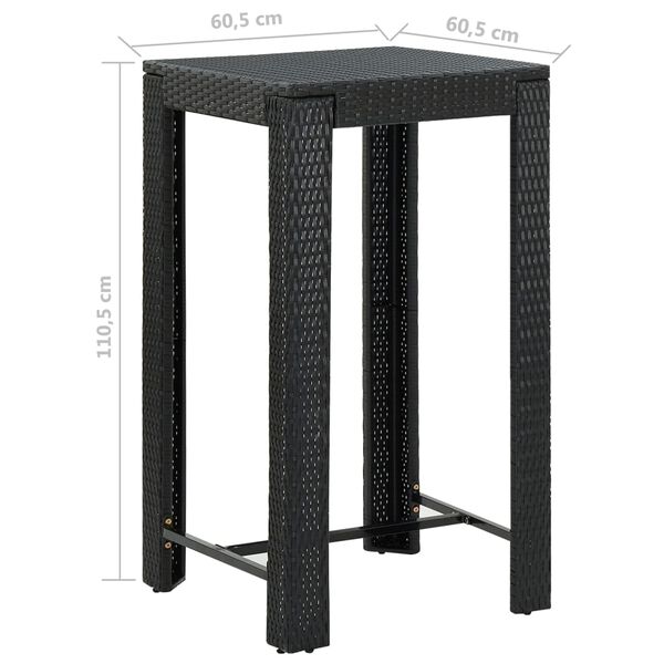vidaXL 5 Piece Garden Bar Set with Cushions Poly Rattan Black