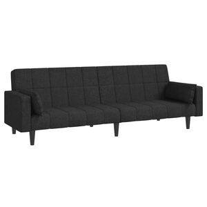 vidaXL 2-Seater Sofa Bed with Two Pillows Black Fabric
