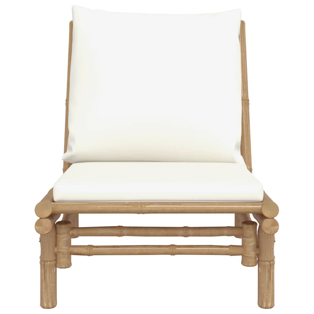 vidaXL Garden Chairs 2 pcs with Cream White Cushions Bamboo