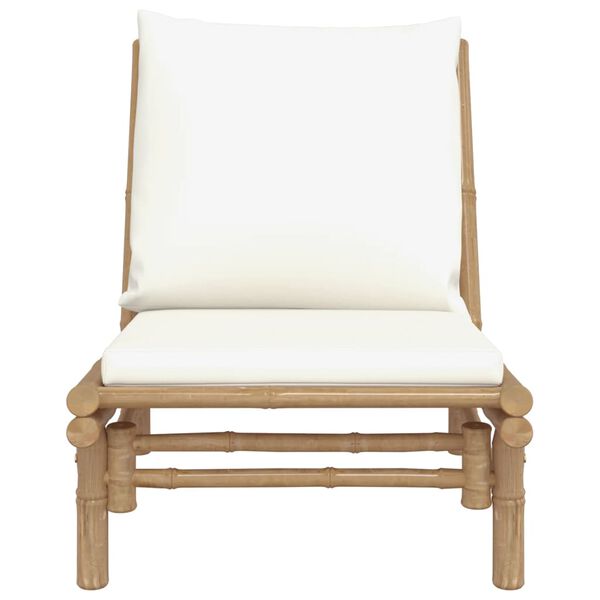 vidaXL Garden Chairs 2 pcs with Cream White Cushions Bamboo