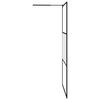 vidaXL Walk-in Shower Wall with Shelf Black 115x195 cm ESG Glass&Aluminium