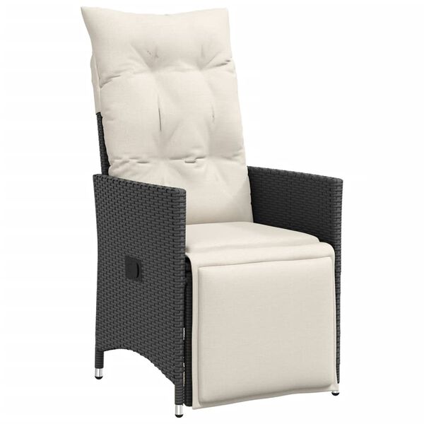 vidaXL 3 Piece Bistro Set with Cushions Black Poly Rattan