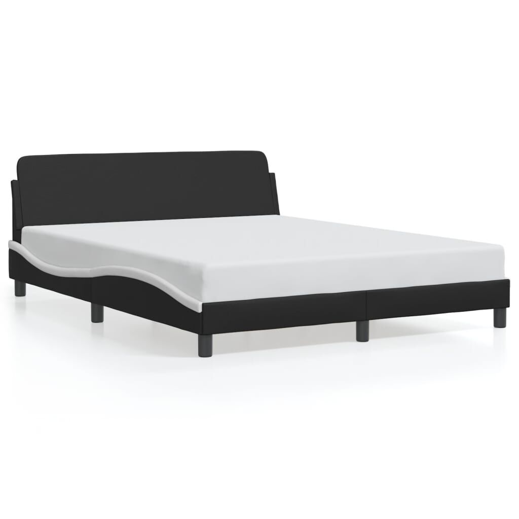 vidaXL Bed Frame without Mattress Black and White 152x203 cm Queen Faux Leather
