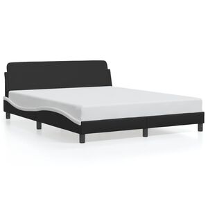 vidaXL Bed Frame "Dover" Black and White 152x203 cm Queen Faux Leather