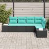 vidaXL Garden Sofa Set with Cushion 5 pcs Black Poly Rattan