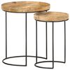 vidaXL 2 Piece Coffee Table Set Solid Mango Wood and Steel
