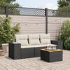 vidaXL 4 Piece Garden Sofa Set with Cushions Black Poly Rattan