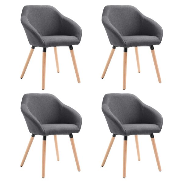 vidaXL Dining Chairs 4 pcs Dark Grey Fabric