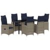 vidaXL Garden Dining Set with Cushion 7 pcs Black Poly Rattan