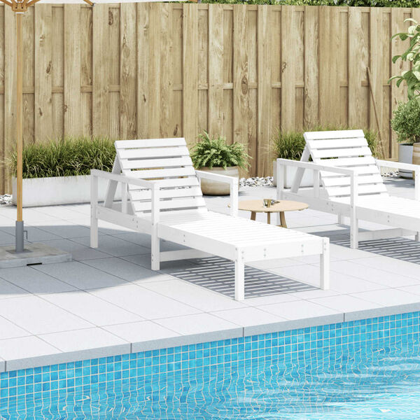 vidaXL Sun Lounger White 199.5x62x55 cm Solid Wood Pine