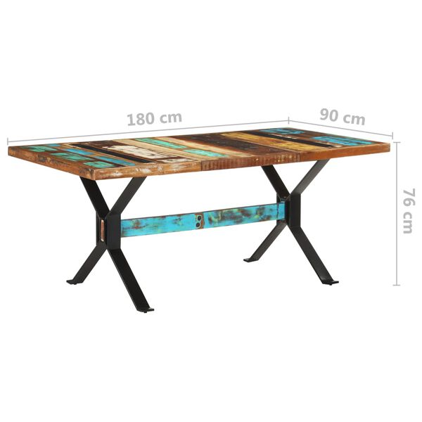 vidaXL Dining Table 180x90x76 cm Solid Reclaimed Wood
