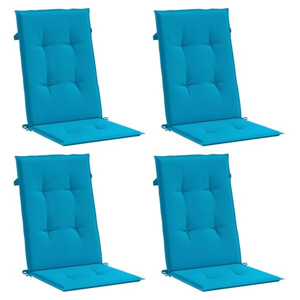 vidaXL Garden Highback Chair Cushions 4 pcs Blue 120x50x3 cm Fabric