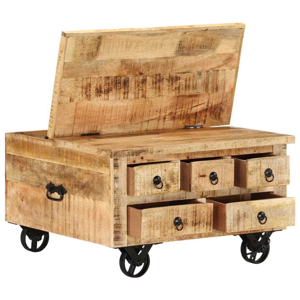 vidaXL Coffee Table Rough Mango Wood 70x70x40 cm