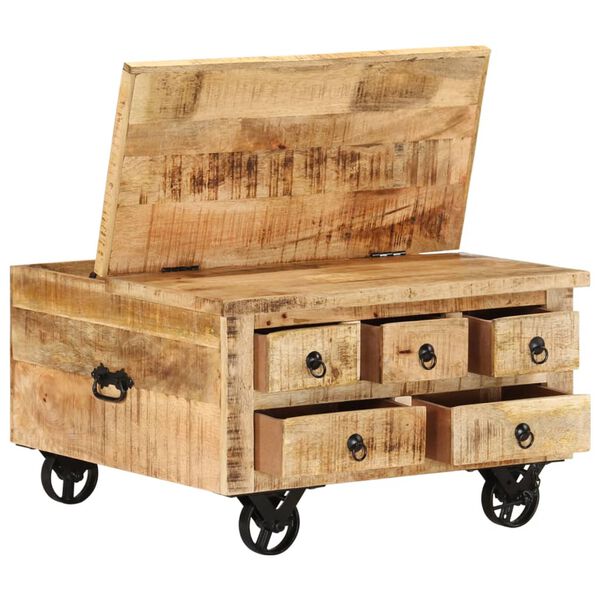vidaXL Coffee Table Rough Mango Wood 70x70x40 cm