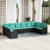 vidaXL Sofa Set with Cushion 10 pcs Black Polyester