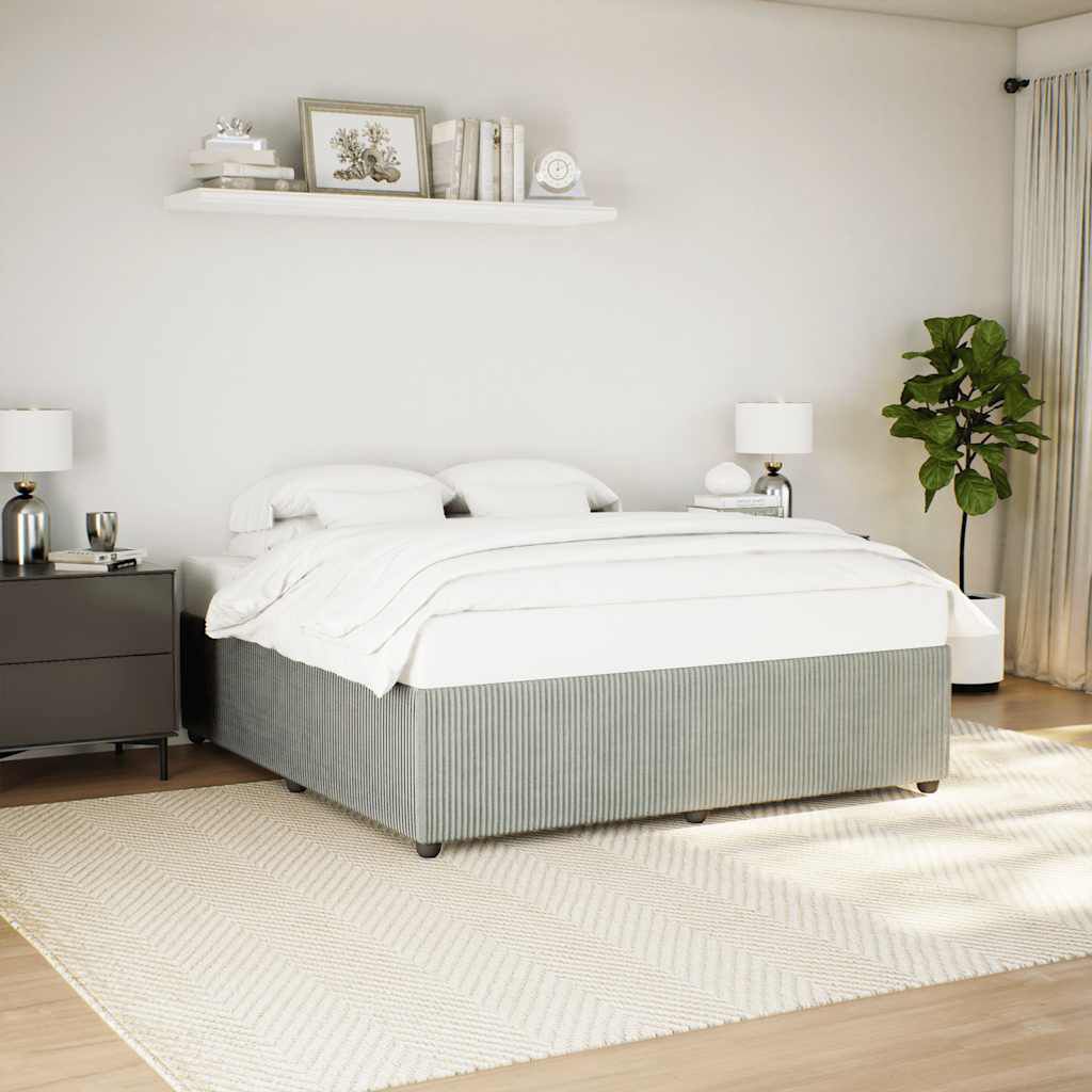 vidaXL Bed Frame without Mattress Light Grey King Velvet