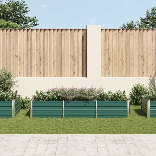 vidaXL Garden Raised Bed Galvanised Steel 240x80x45 cm Green
