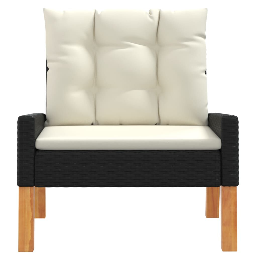 vidaXL 4 Piece Garden Lounge Set with Cushions Poly Rattan&Solid Wood