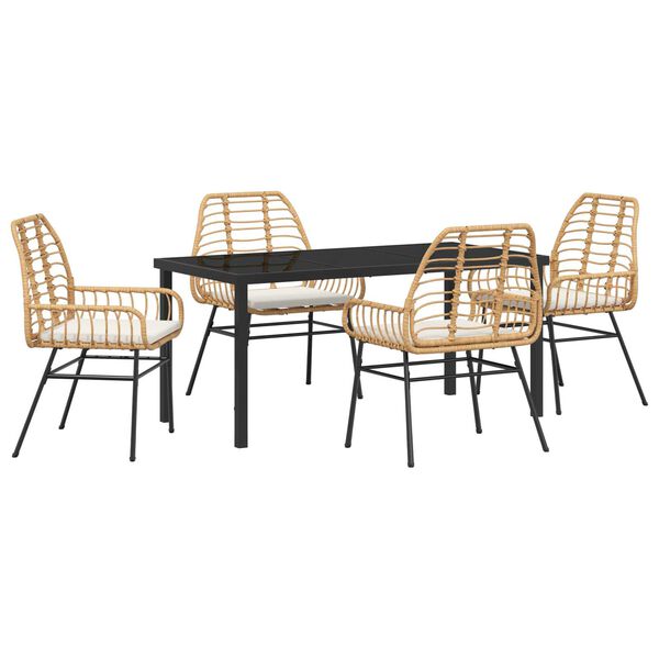 vidaXL Garden Dining Set 5 pcs Brown Poly Rattan