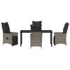 vidaXL Garden Dining Set with Cushion 5 pcs Grey Poly Rattan