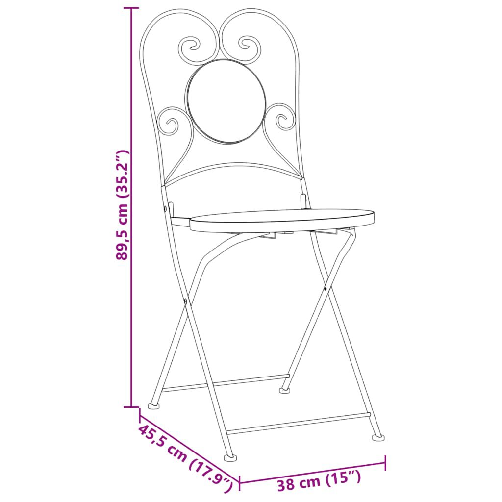 vidaXL Mosaic Bistro Set Blue and White Iron and Ceramic