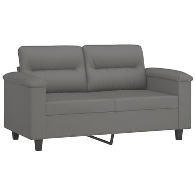 vidaXL 2-Seater Sofa with Pillows Dark Grey 120 cm Microfibre Fabric