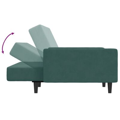 vidaXL 2-Seater Sofa Bed with Footstool Dark Green Velvet