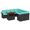 vidaXL Garden Sofa Set with Storage 9 pcs Black Poly rattan