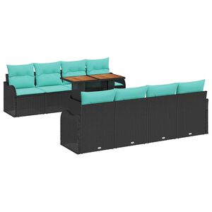 vidaXL Garden Sofa Set with Cushion Manual 7 pcs Black and blue