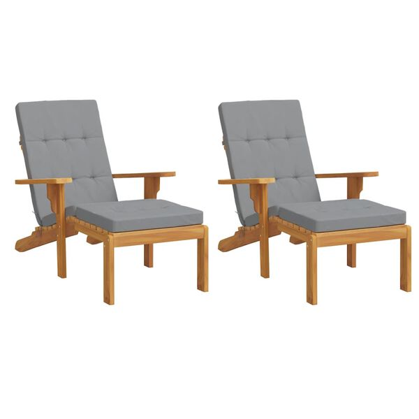 vidaXL Deck Chair Cushions 2 pcs Grey Oxford Fabric