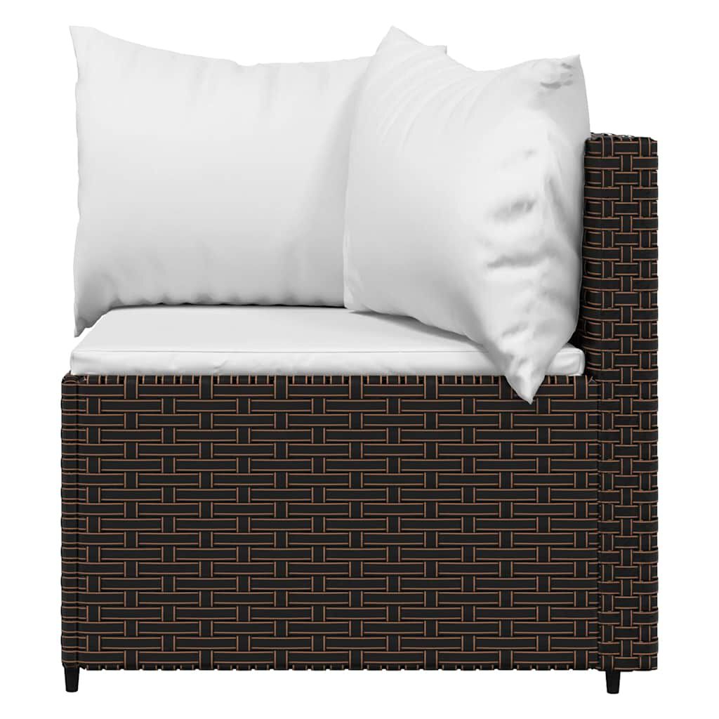 vidaXL Garden Corner Sofas with Cushions 2 pcs Brown Poly Rattan