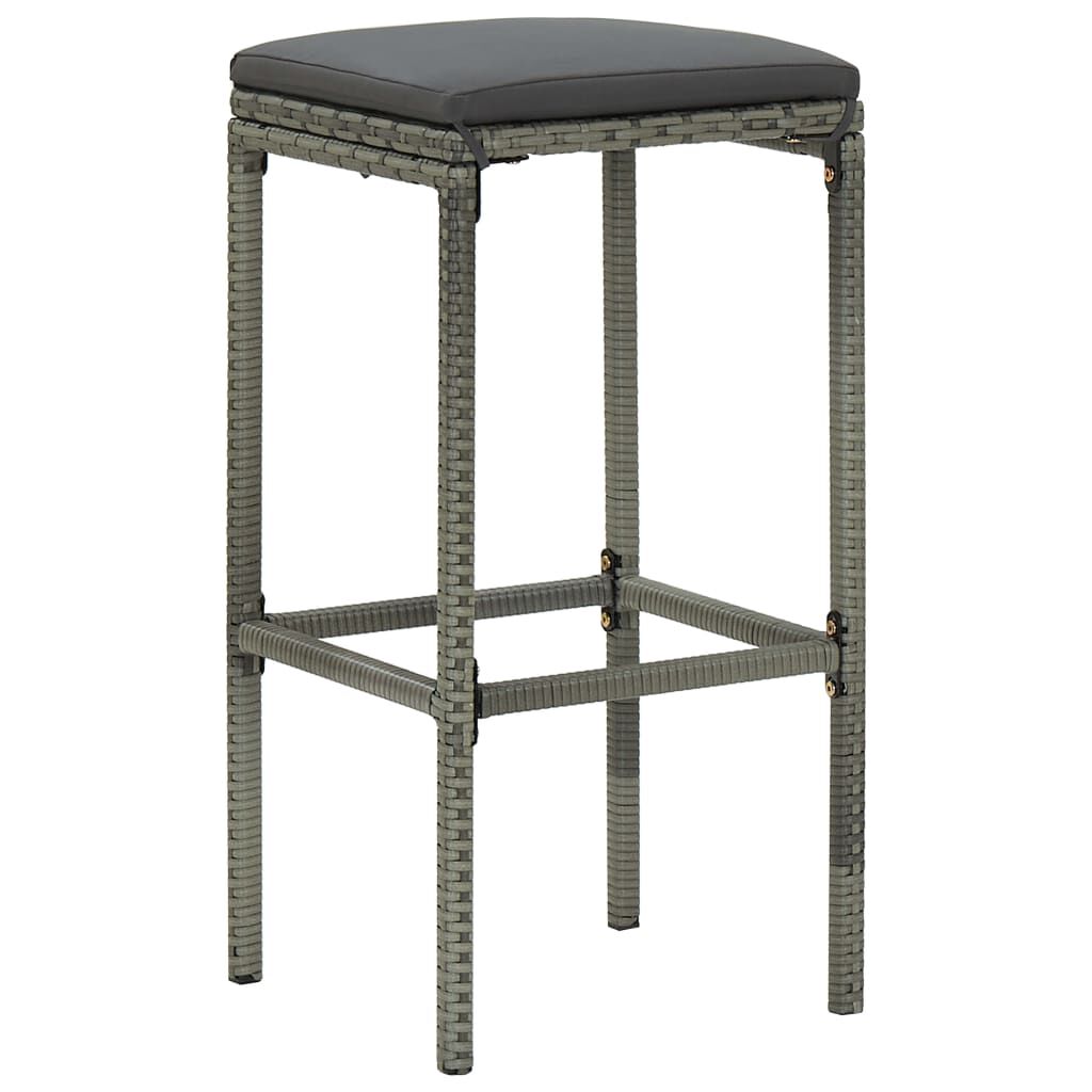 vidaXL 7 Piece Garden Bar Set with Cushions Poly Rattan Grey