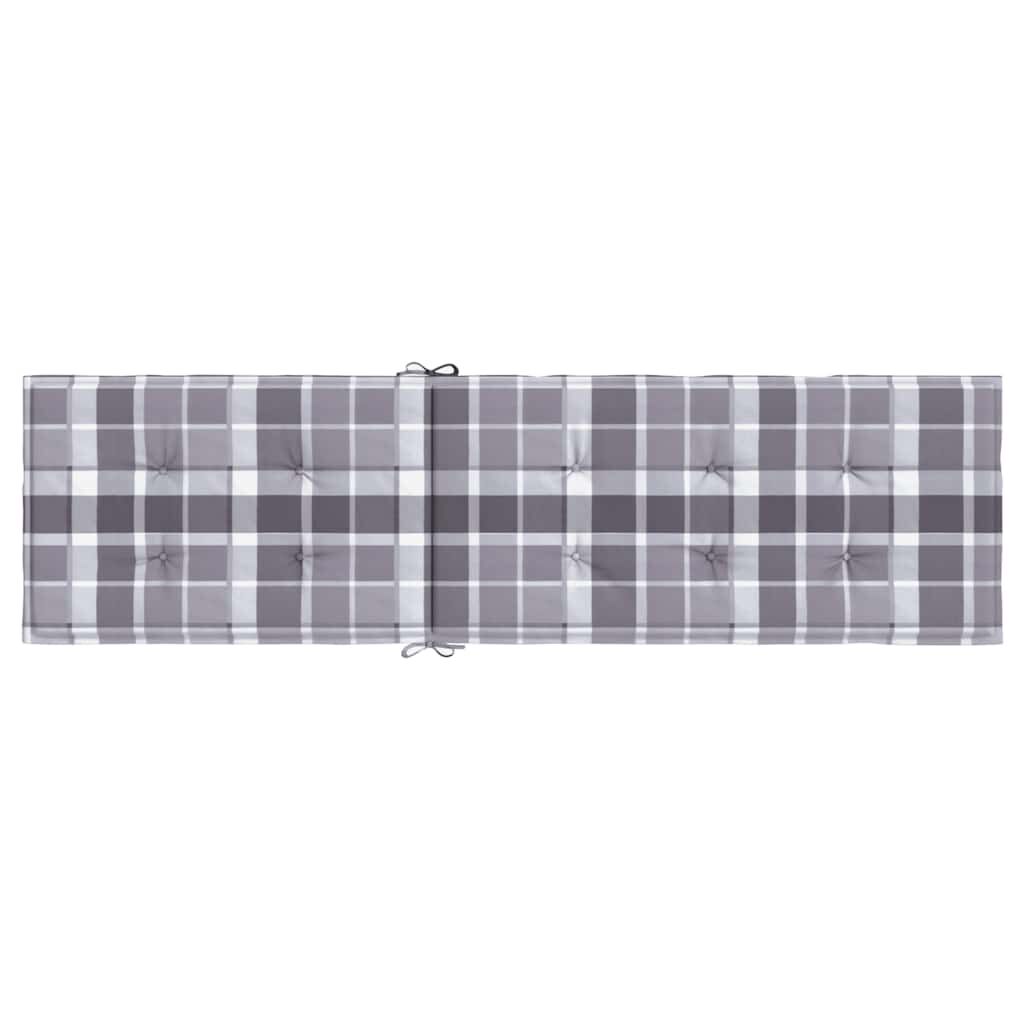vidaXL Deck Chair Cushion Grey Check Pattern (75+105)x50x4 cm