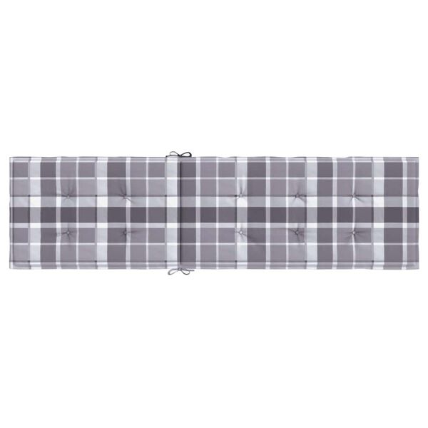 vidaXL Deck Chair Cushion Grey Check Pattern (75+105)x50x4 cm
