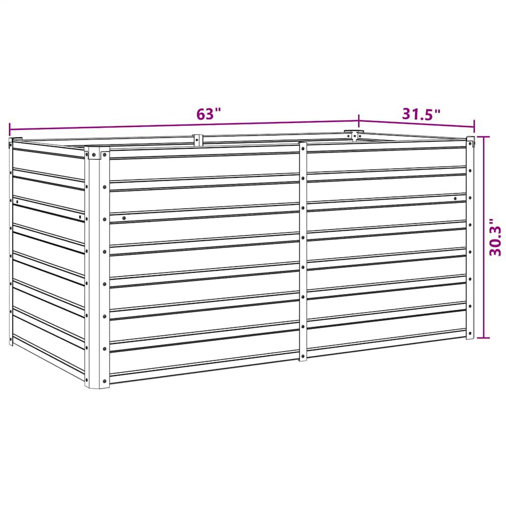 vidaXL Raised Garden Bed 160x80x77 cm Galvanised Steel Green