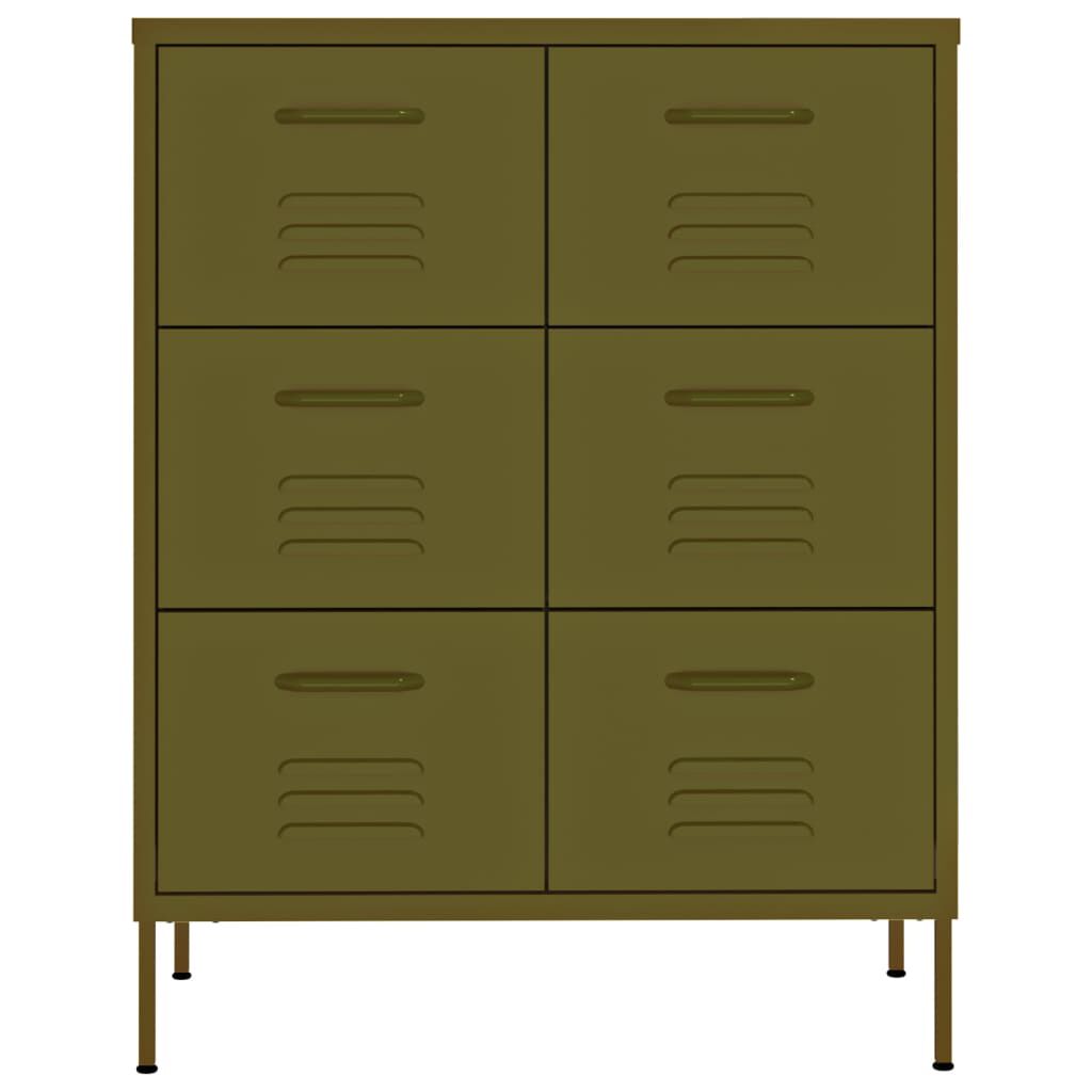 vidaXL Drawer Cabinet Olive Green 80x35x101.5 cm Steel