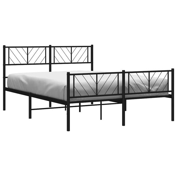 vidaXL Metal Bed Frame without Mattress with Footboard Black 150x200cm