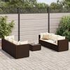 vidaXL 7 Piece Garden Lounge Set with Cushions Brown Poly Rattan