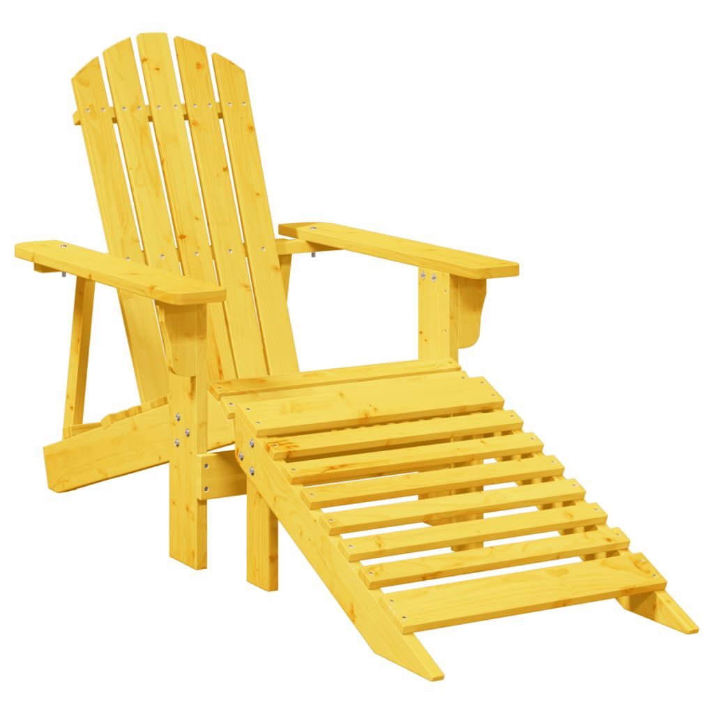 vidaXL Adirondack Chair with Ottoman Yellow Solid Wood Fir