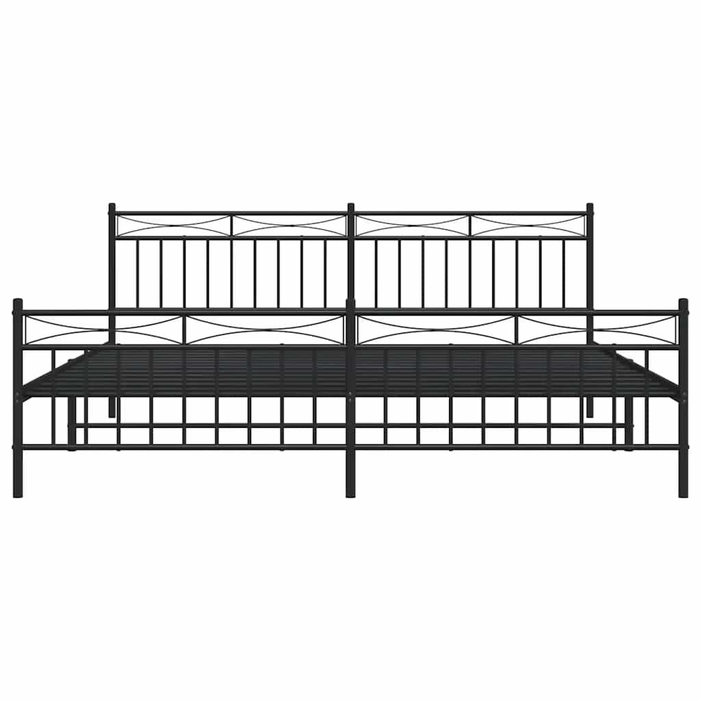 vidaXL Metal Bed Frame without Mattress with Footboard Black 193x203cm