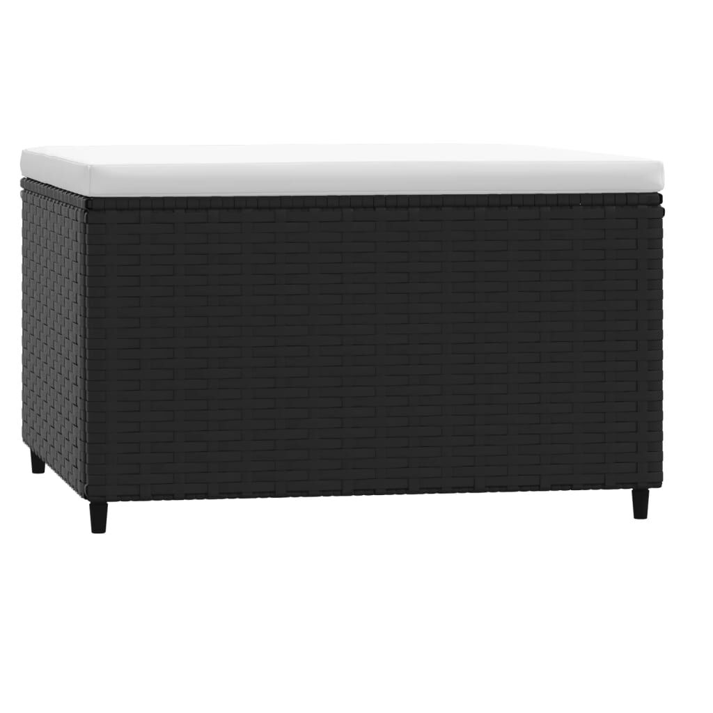 vidaXL Garden Footrest with Cushion Black Poly Rattan