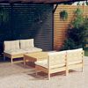 vidaXL 5 Piece Garden Lounge Set with Cream Cushions Pinewood