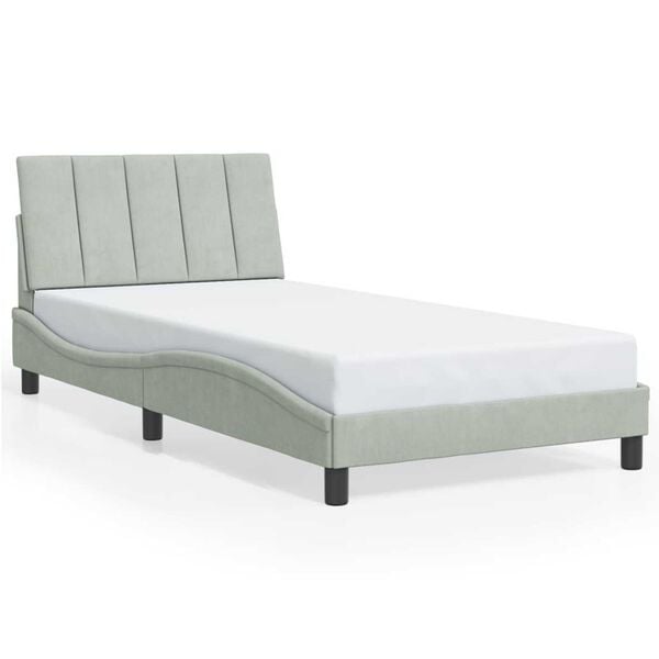 vidaXL Bed Frame with LED without Mattress "Hanko" Light Grey 100x203 cm Velvet
