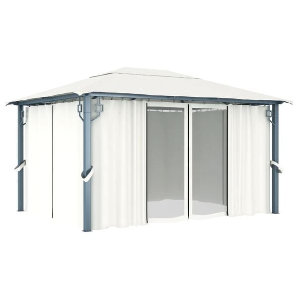 vidaXL Gazebo with Curtain 400 x 300 cm Cream Aluminium