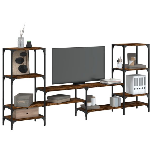 vidaXL TV Cabinet Smoked Oak 206.5x28.5x95 cm Engineered Wood