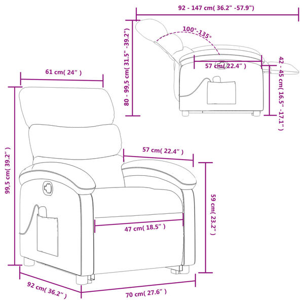 vidaXL Stand up Massage Recliner Chair Light Grey Fabric