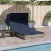 vidaXL Double Sun Lounger with Canopy and Cushions Grey Poly Rattan