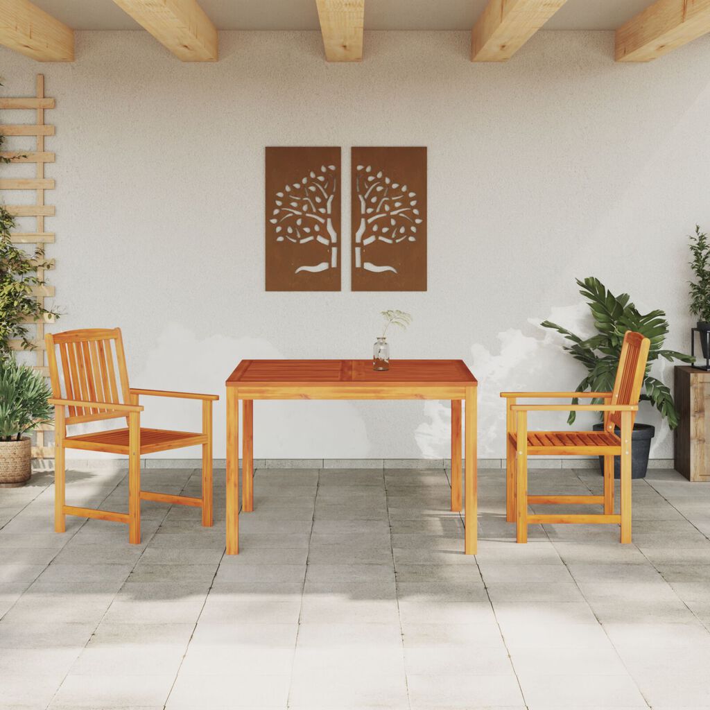 vidaXL 3 Piece Garden Dining Set Made of Solid Acacia Wood