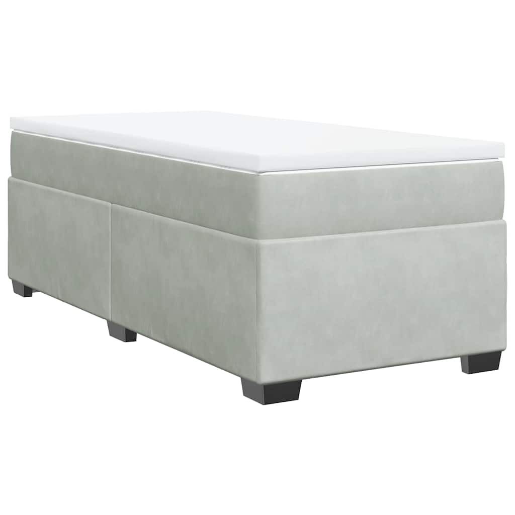vidaXL Box Spring Bed with Mattress Light Grey Twin Velvet