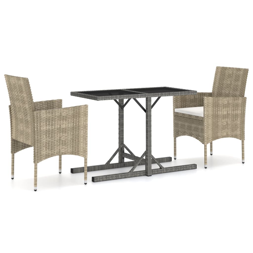 vidaXL 3 Piece Garden Dining Set Beige